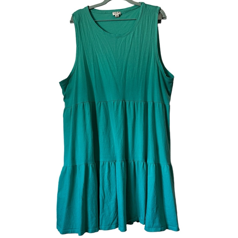J Crew Women Sleeveless Ruffled Tri-Tiered Dress Size 2X Women’s. Pretty green